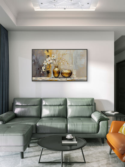 Modern_Gold_Leaf-Premium-Floral & Botanical-3D Textured Wall Art | UV Embossed Canvas Wall Frame for Living room and bed room
