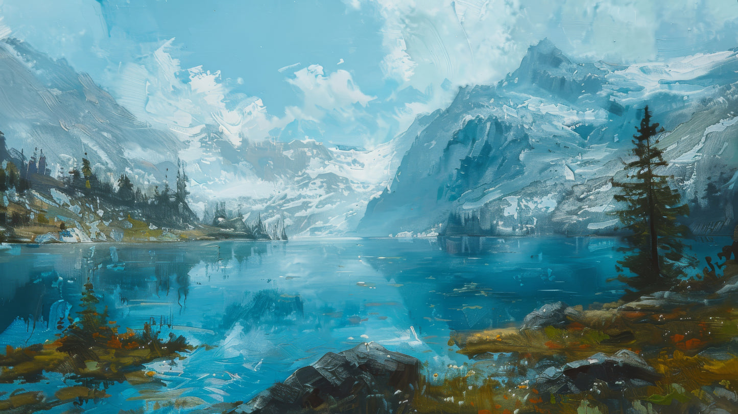 Mountain-with-fantasy-style-Luxurious-Nature and landscape | 3D Textured Wall Art | UV Printed Embossed Canvas Wall Frame for Home Decor,office