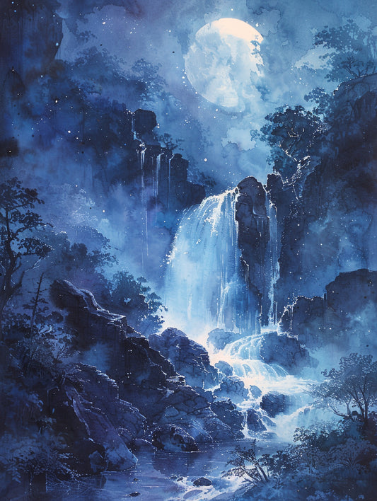 Watercolor-moon-illustration-Luxurious-Nature and landscape | 3D Textured Wall Art | UV Printed Embossed Canvas Wall Frame for Home Decor,Living Room
