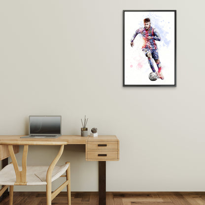 Neymar Sport Illustration-Luxurious-Lifestyle & Hobbies-3D Textured Wall Art | UV Embossed Canvas Wall Frame for Kids room and Sports area