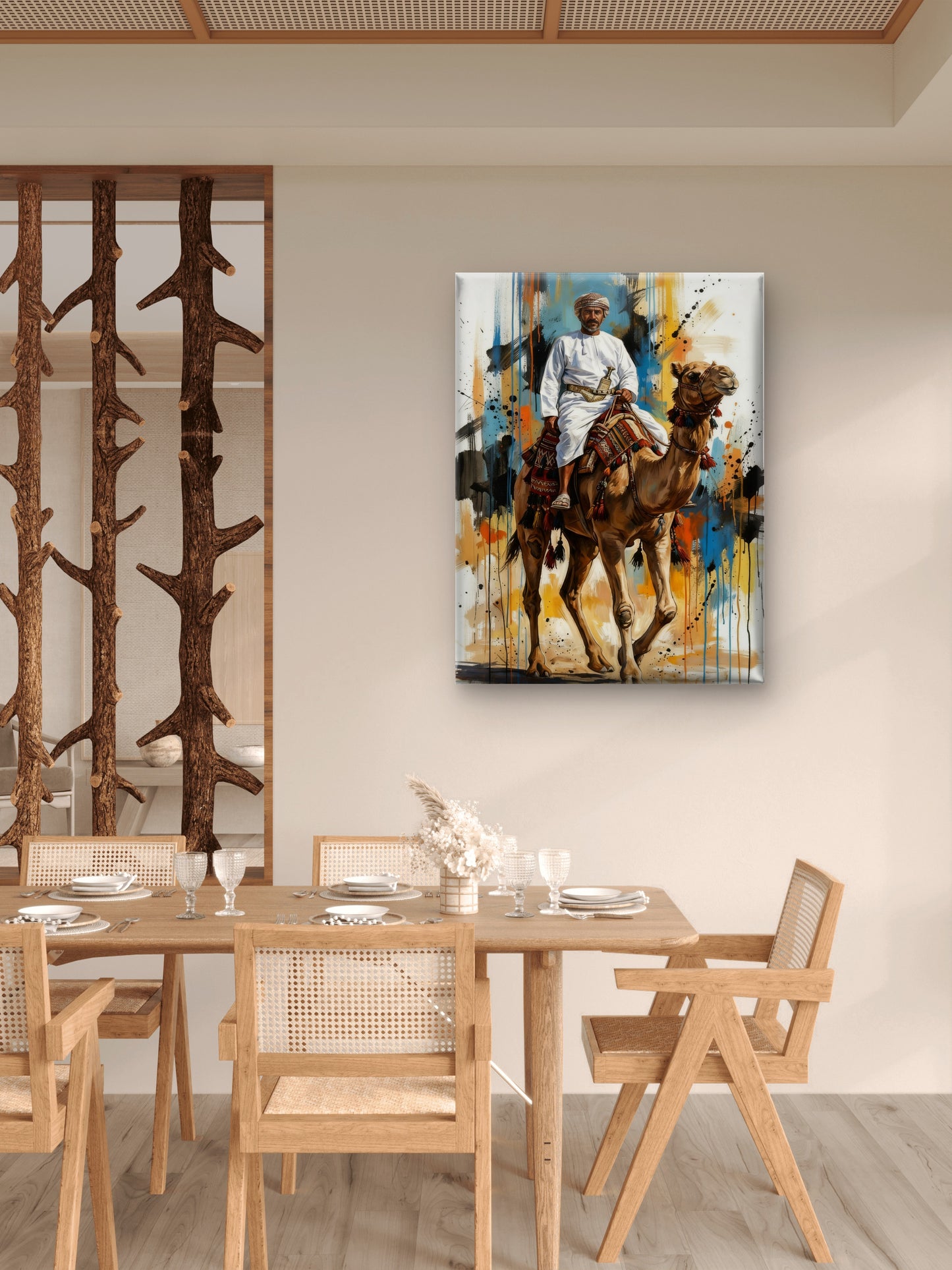 Omani Heritage Modern Art-Luxurious-Indian Culture &  Folk Art 3D Textured Wall Art | UV Printed Embossed Canvas Wall Frame for Home Decor,living Room