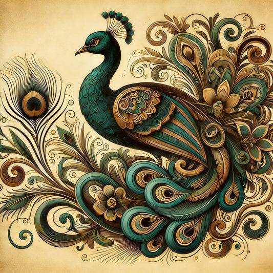 Ornate Peacock Mandala Art-Luxurious-Wildlife & Animals-3D Textured Wall Art | UV Embossed Canvas Wall Frame for Home decor