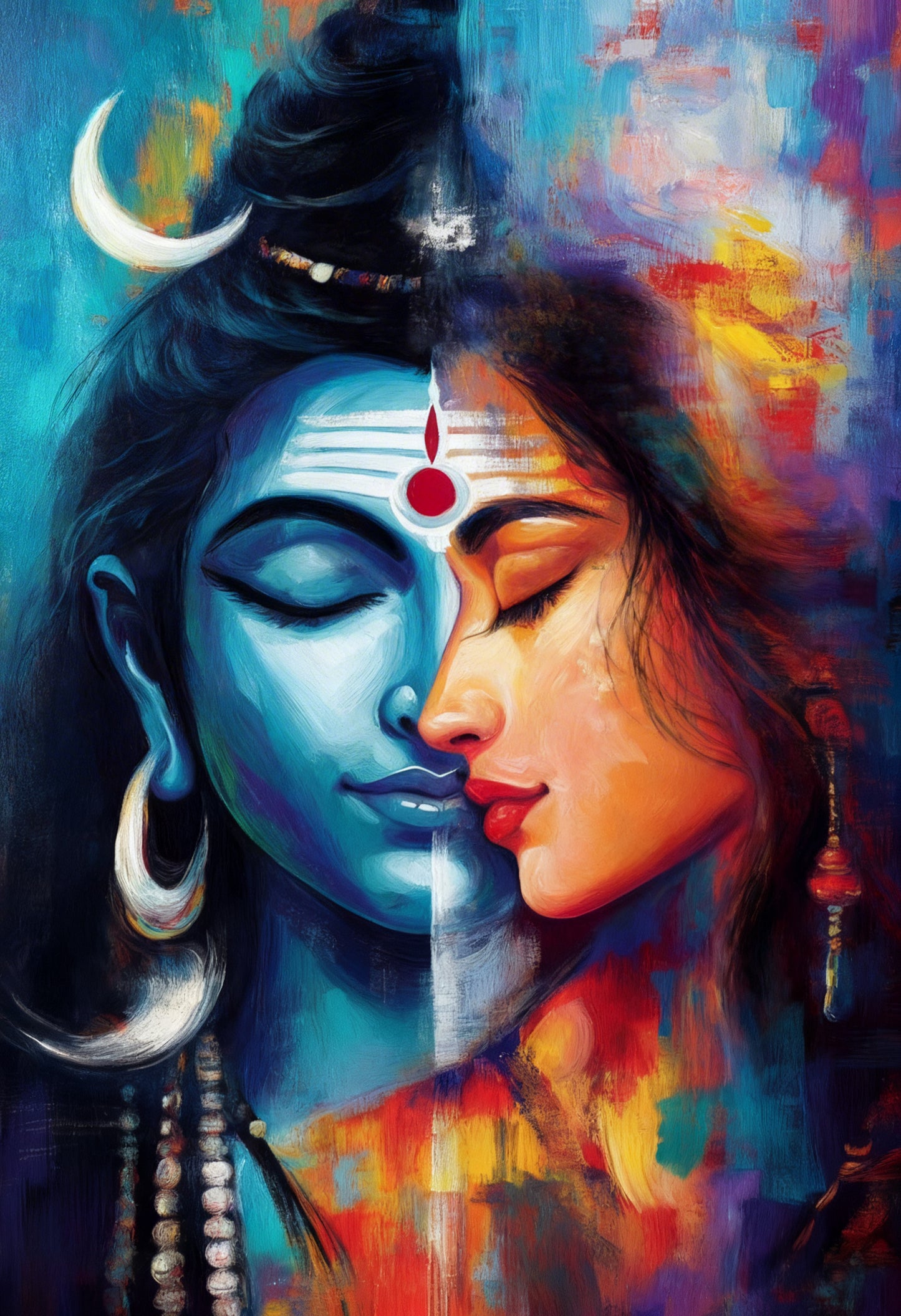 Parvati Parameswar Spiritual Digital art work-Luxurious-Spiritual & Mindful 3D Textured Wall Art | UV Printed Embossed Canvas Wall Frame for Prayer room ,Meditation Space