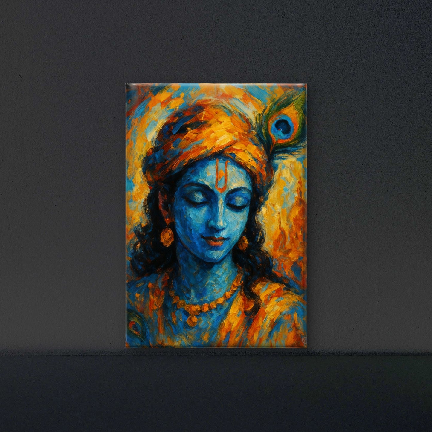 Peaceful Krishna abstract spiritual art-Luxurious-Spiritual & Mindful 3D Textured Wall Art | UV Printed Embossed Canvas Wall Frame for Prayer room ,Meditation Space