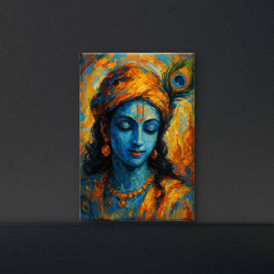 Peaceful Krishna abstract spiritual art-Luxurious-Spiritual & Mindful 3D Textured Wall Art | UV Printed Embossed Canvas Wall Frame for Prayer room ,Meditation Space