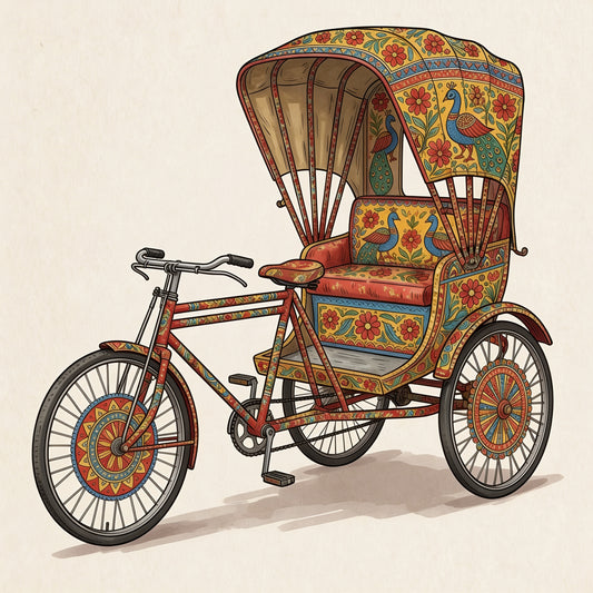Peacock & Petal Rickshaw-Luxurious-Indian Culture &  Folk Art 3D Textured Wall Art | UV Printed Embossed Canvas Wall Frame for Home Decor,living Room