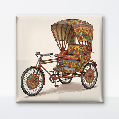 Peacock & Petal Rickshaw-Luxurious-Indian Culture &  Folk Art 3D Textured Wall Art | UV Printed Embossed Canvas Wall Frame for Home Decor,living Room