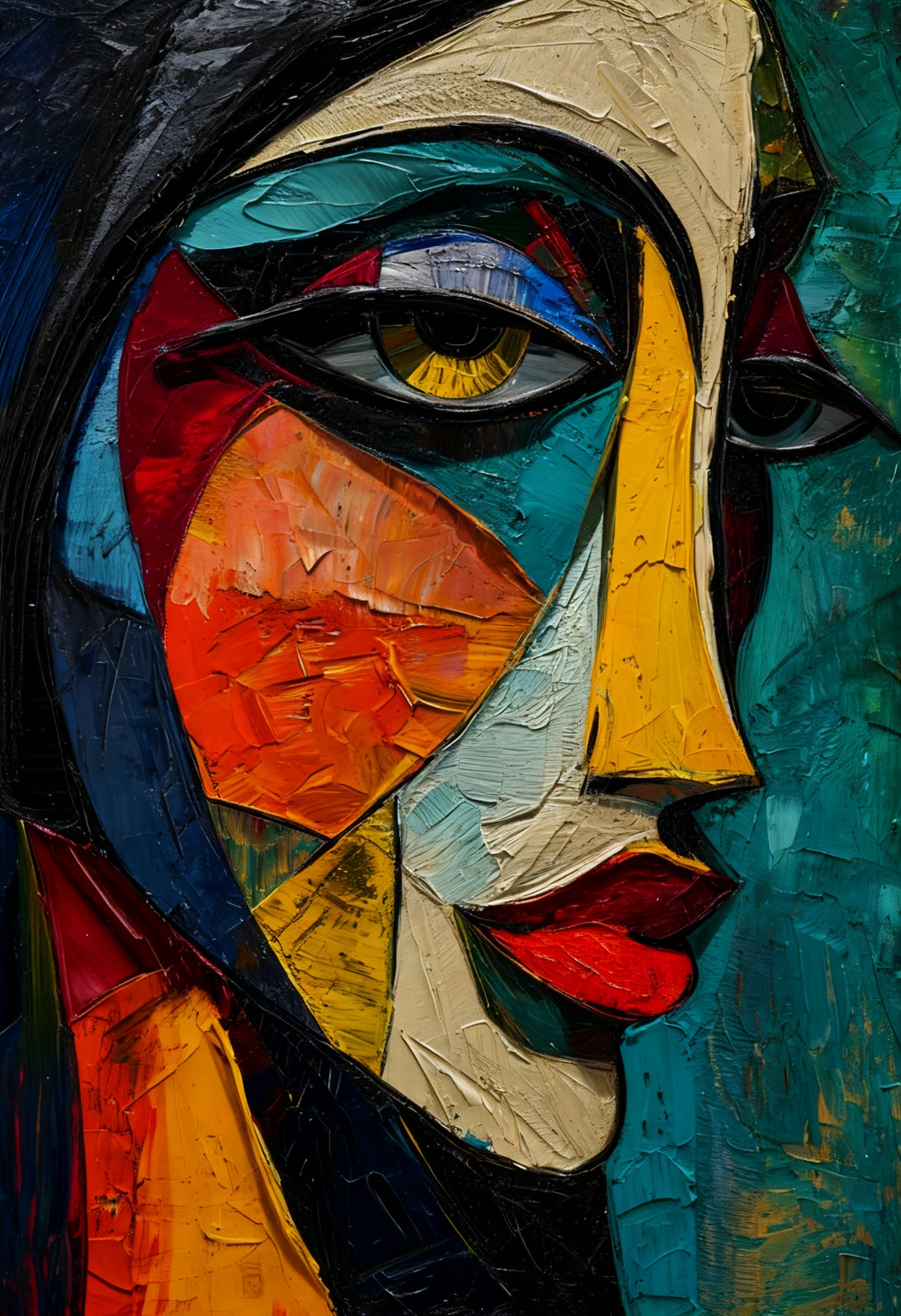 Picasso Style Art-Luxurious-Modern Art & Abstract| 3D Textured Wall Art | UV Printed Embossed Canvas Wall Frame for Office,Meditation Space