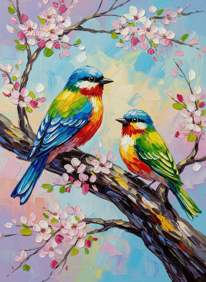 Rainbow Songbirds-Luxurious-Wildlife & Animals-3D Textured Wall Art | UV Embossed Canvas Wall Frame for Home decor