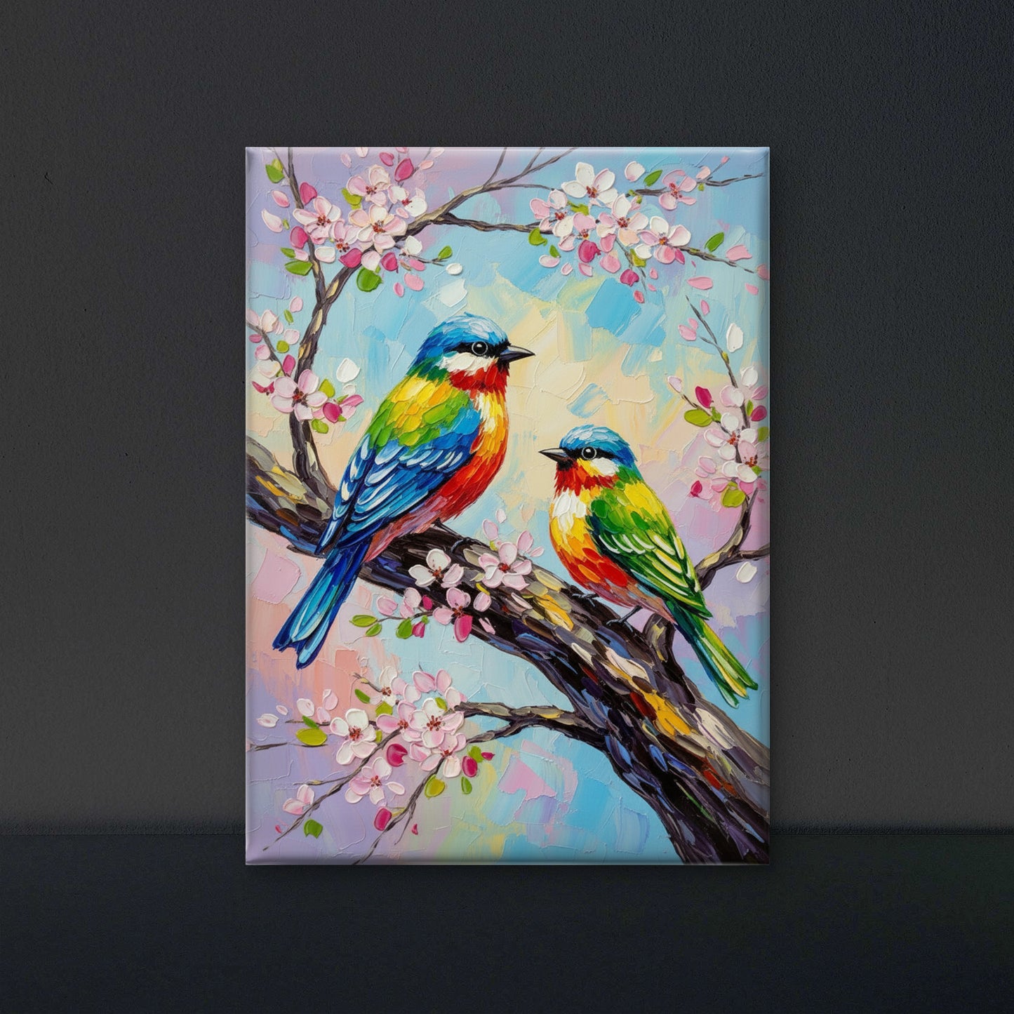 Rainbow Songbirds-Luxurious-Wildlife & Animals-3D Textured Wall Art | UV Embossed Canvas Wall Frame for Home decor