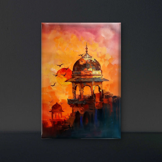 Rajput Architecture-Luxurious-Indian Culture &  Folk Art 3D Textured Wall Art | UV Printed Embossed Canvas Wall Frame for Home Decor,living Room