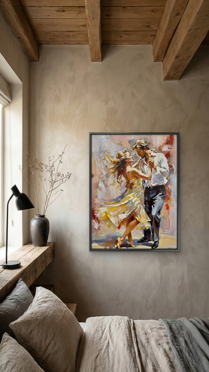 Romantic_Waltz_Couple_Dance-Luxurious-Love & Togetherness-3D Textured Wall Art | UV Embossed Canvas Wall Frame for bed room