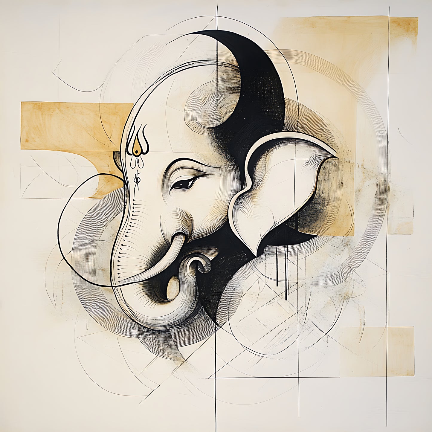 ganesha-Luxurious-Spiritual & Mindful 3D Textured Wall Art | UV Printed Embossed Canvas Wall Frame for Prayer room ,Meditation Space