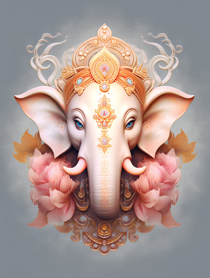 ganesh ji-Luxurious-Spiritual & Mindful 3D Textured Wall Art | UV Printed Embossed Canvas Wall Frame for Prayer room ,Meditation Space