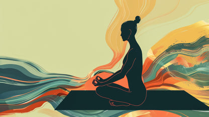 woman-meditating-front-colorful-background-Luxurious-Serenity & Wellness-3D Textured Wall Art | UV Embossed Canvas Wall Frame for Meditation Space