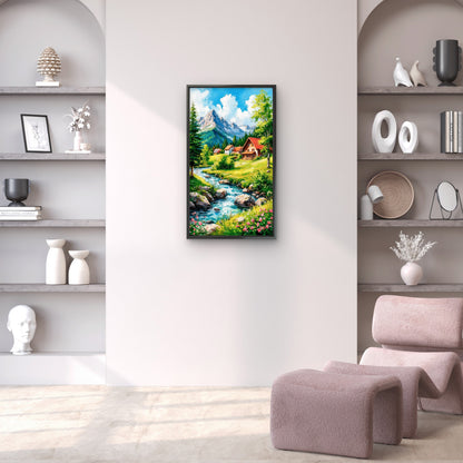 Scenic Countryside Alpine Valley Luxurious-Nature & Landscapes -3D Textured Wall Art | UV Embossed Canvas Wall Frame for Home decor