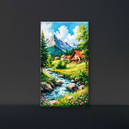 Scenic Countryside Alpine Valley Luxurious-Nature & Landscapes -3D Textured Wall Art | UV Embossed Canvas Wall Frame for Home decor