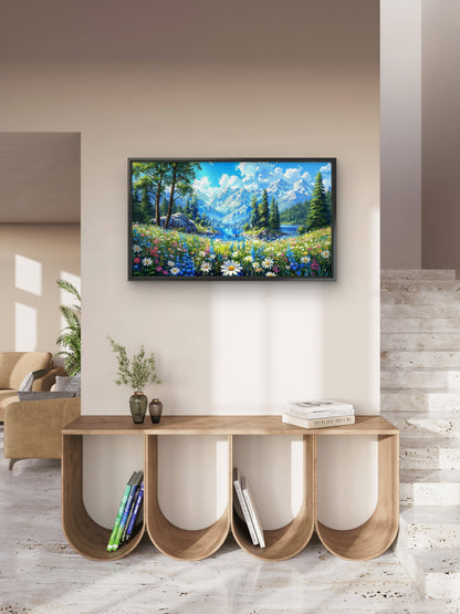 Serenity in the Snow-Capped Valley-Luxurious-Nature and landscape | 3D Textured Wall Art | UV Printed Embossed Canvas Wall Frame for Home Decor,Living Room