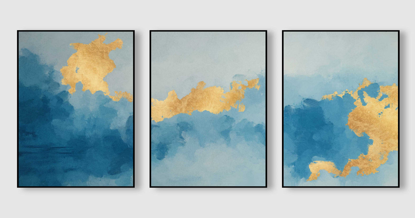Set of three Abstract artistic-luxury-3D Textured Wall Art | UV Embossed Canvas Wall Frame for Home decor