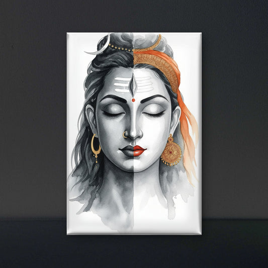 Shiva and Parvati Watercolour Digital Painting-Luxurious-Spiritual & Mindful 3D Textured Wall Art | UV Printed Embossed Canvas Wall Frame for Prayer room ,Meditation Space