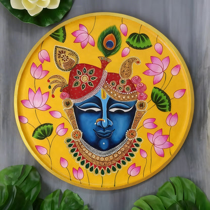 Shri Nathji’s Lotus Aura-Luxurious | 3D Textured Wall Art | UV Printed Embossed Canvas Wall Frame for living room,home decor