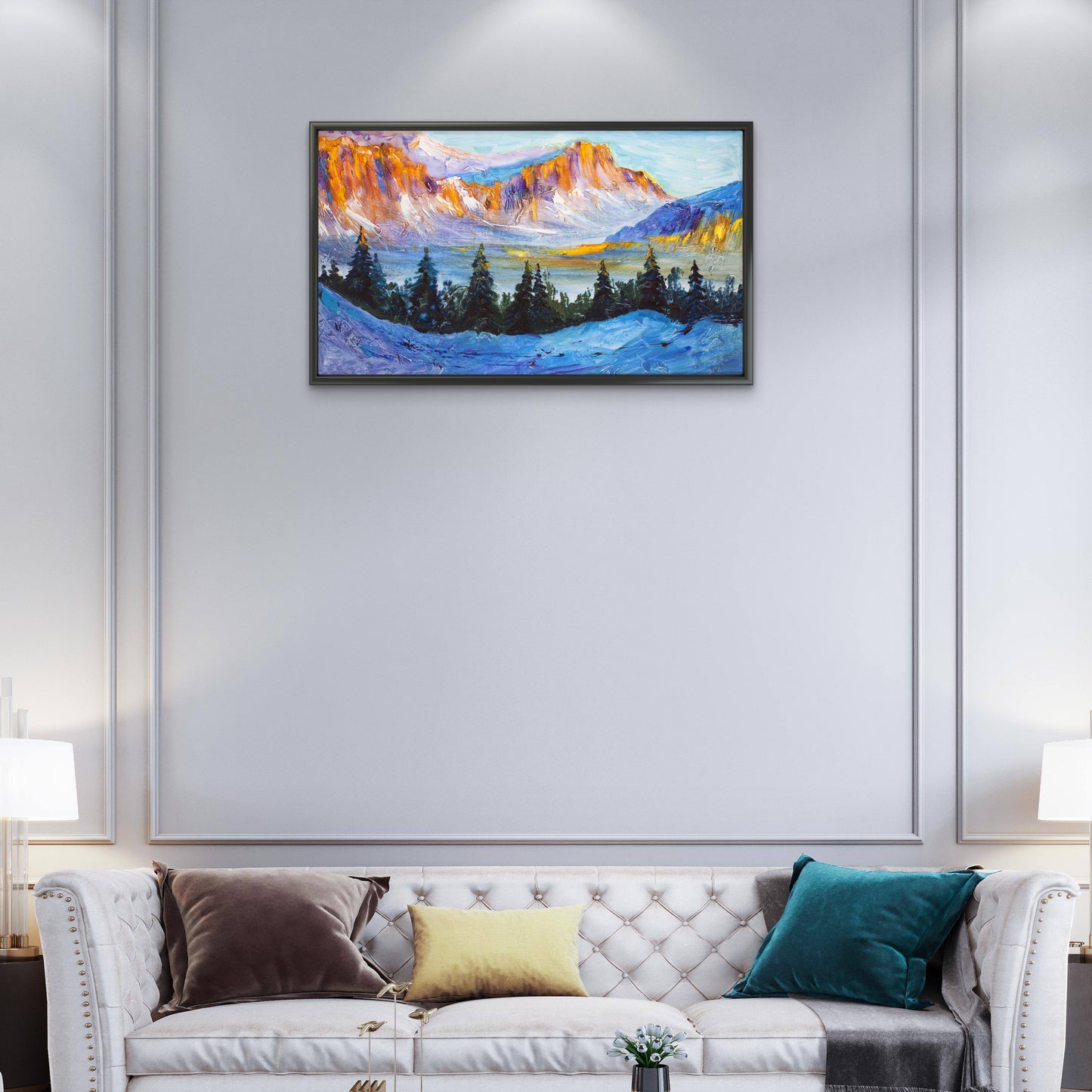 Snow-capped mountains-Luxurious-Nature and landscape | 3D Textured Wall Art | UV Printed Embossed Canvas Wall Frame for Home Decor,Living Room
