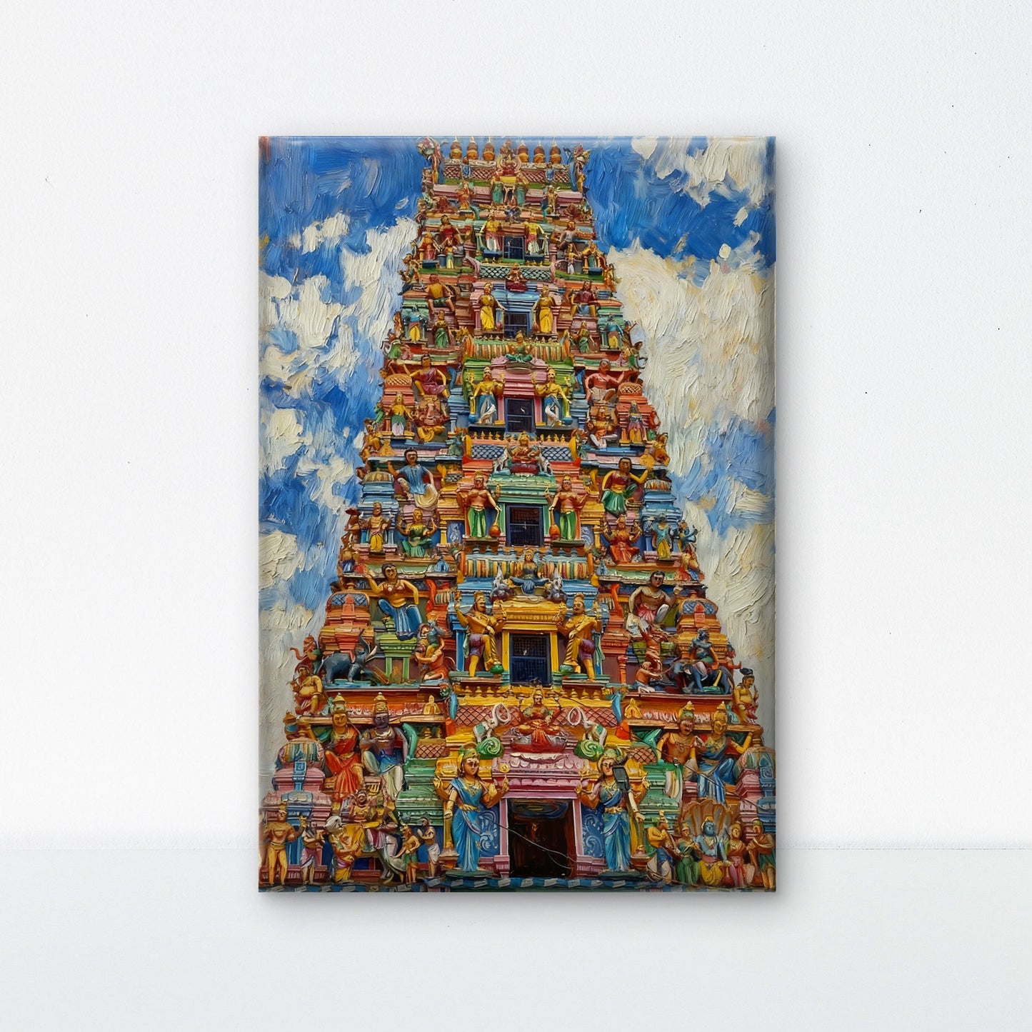 South Indian Temple-Luxurious-Indian Culture &  Folk Art 3D Textured Wall Art | UV Printed Embossed Canvas Wall Frame for Home Decor,living Room