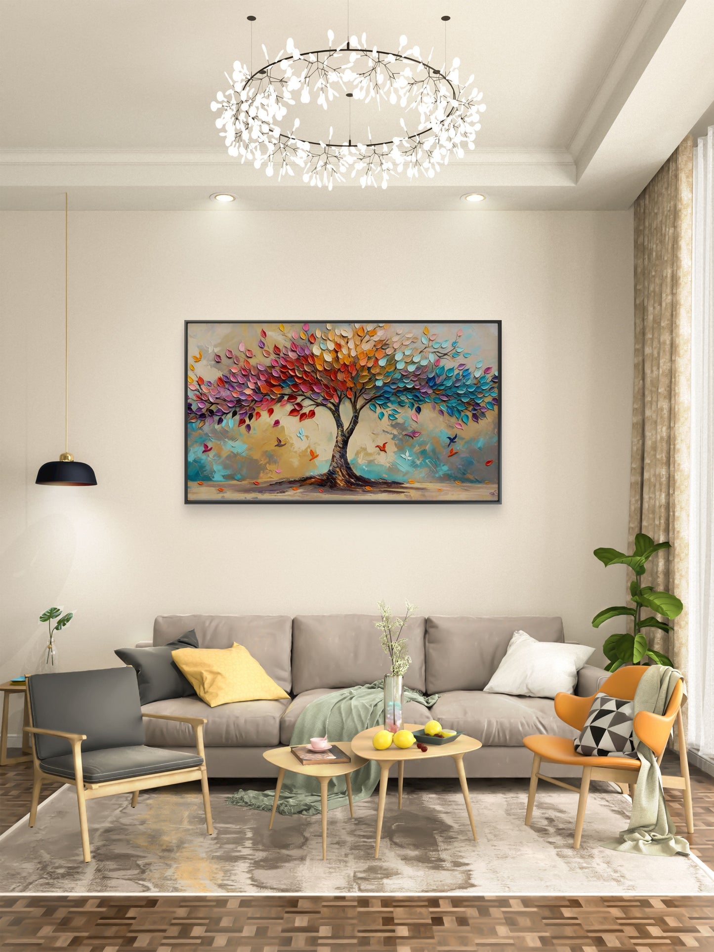 Spectrum_Tree_Impasto-Luxury-Floral & Botanical-3D Textured Wall Art | UV Embossed Canvas Wall Frame for Living room and bed room