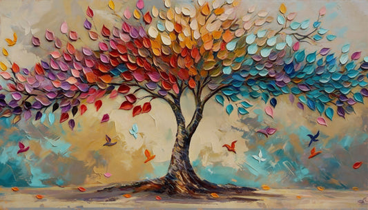 Spectrum_Tree_Impasto-Luxury-Floral & Botanical-3D Textured Wall Art | UV Embossed Canvas Wall Frame for Living room and bed room