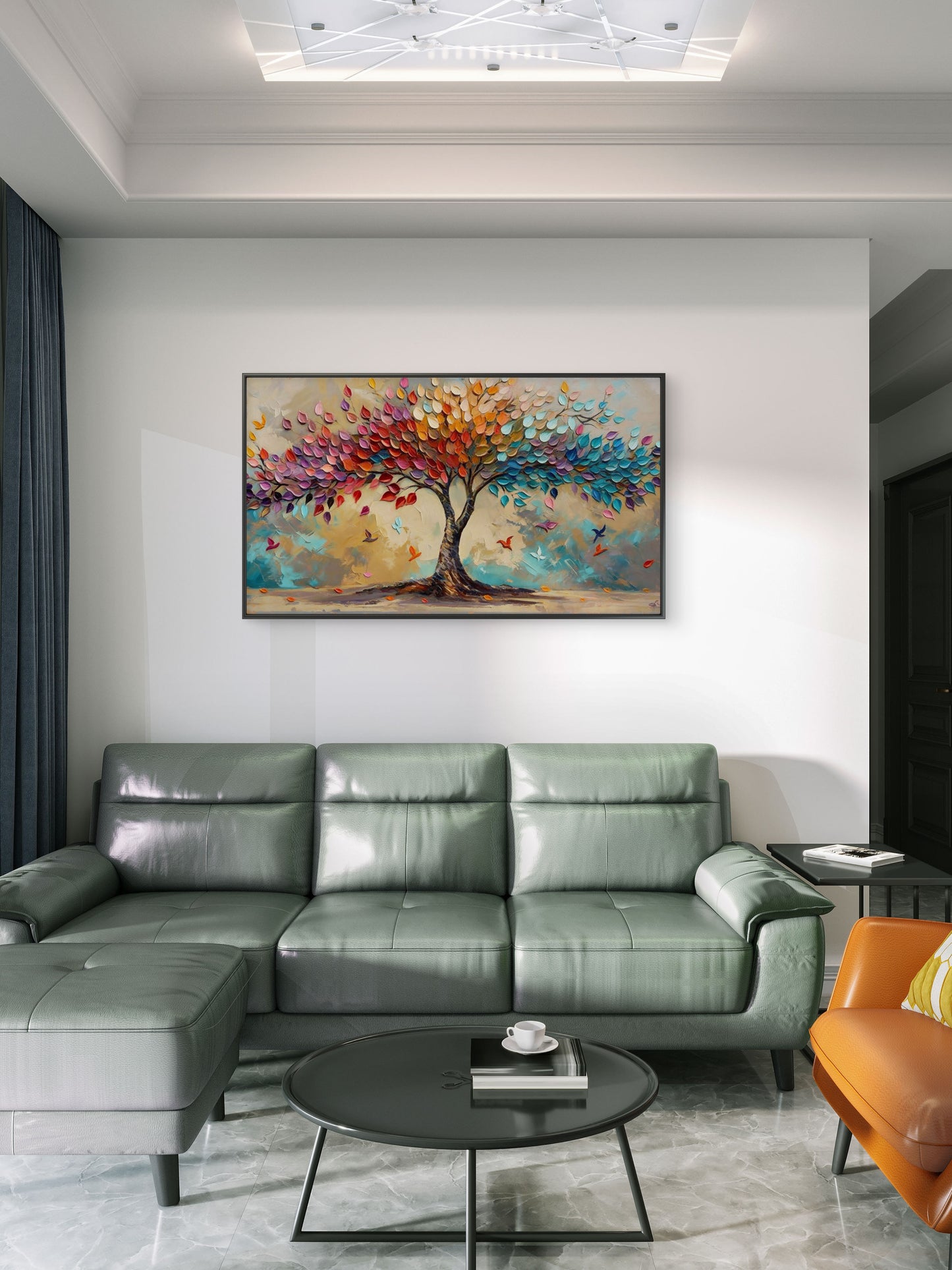 Spectrum_Tree_Impasto-Luxury-Floral & Botanical-3D Textured Wall Art | UV Embossed Canvas Wall Frame for Living room and bed room