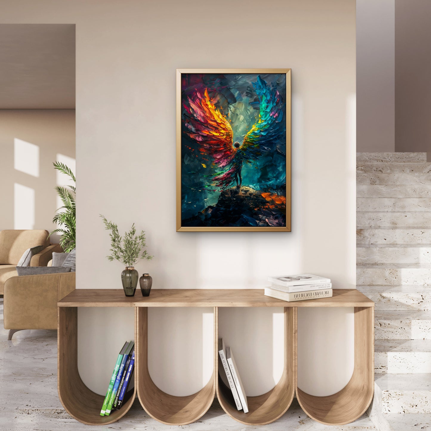 Spirit of the Sun and Sea-Luxury-Cosmic & Fantasy-3D Textured Wall Art | UV Embossed Canvas Wall Frame for Kids room and living room