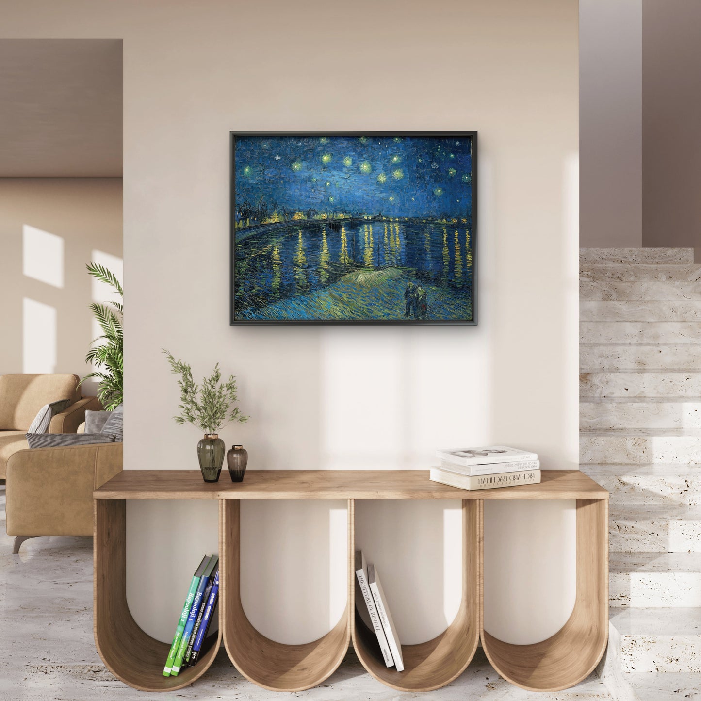 Starry_Night_Over_the_Rhone-Luxurious-Nature and landscape | 3D Textured Wall Art | UV Printed Embossed Canvas Wall Frame for Home Decor,Living Room