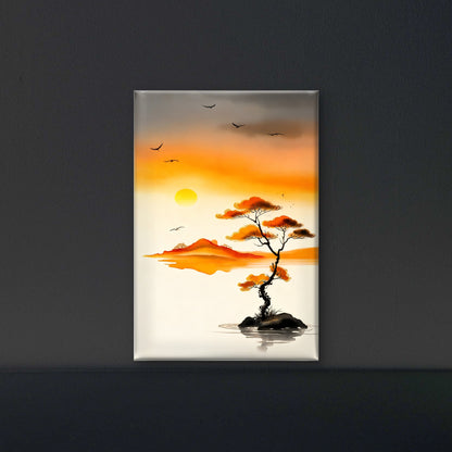 Sunset Over the Floating Isle-Luxurious-Nature and landscape | 3D Textured Wall Art | UV Printed Embossed Canvas Wall Frame for Home Decor,Living Room