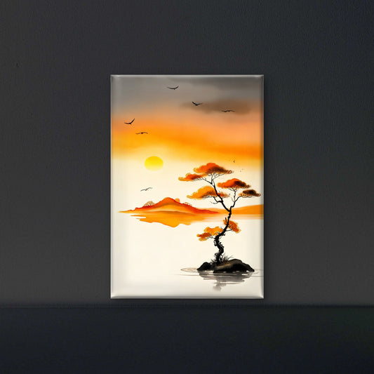 Sunset Over the Floating Isle-Luxurious-Nature and landscape | 3D Textured Wall Art | UV Printed Embossed Canvas Wall Frame for Home Decor,Living Room