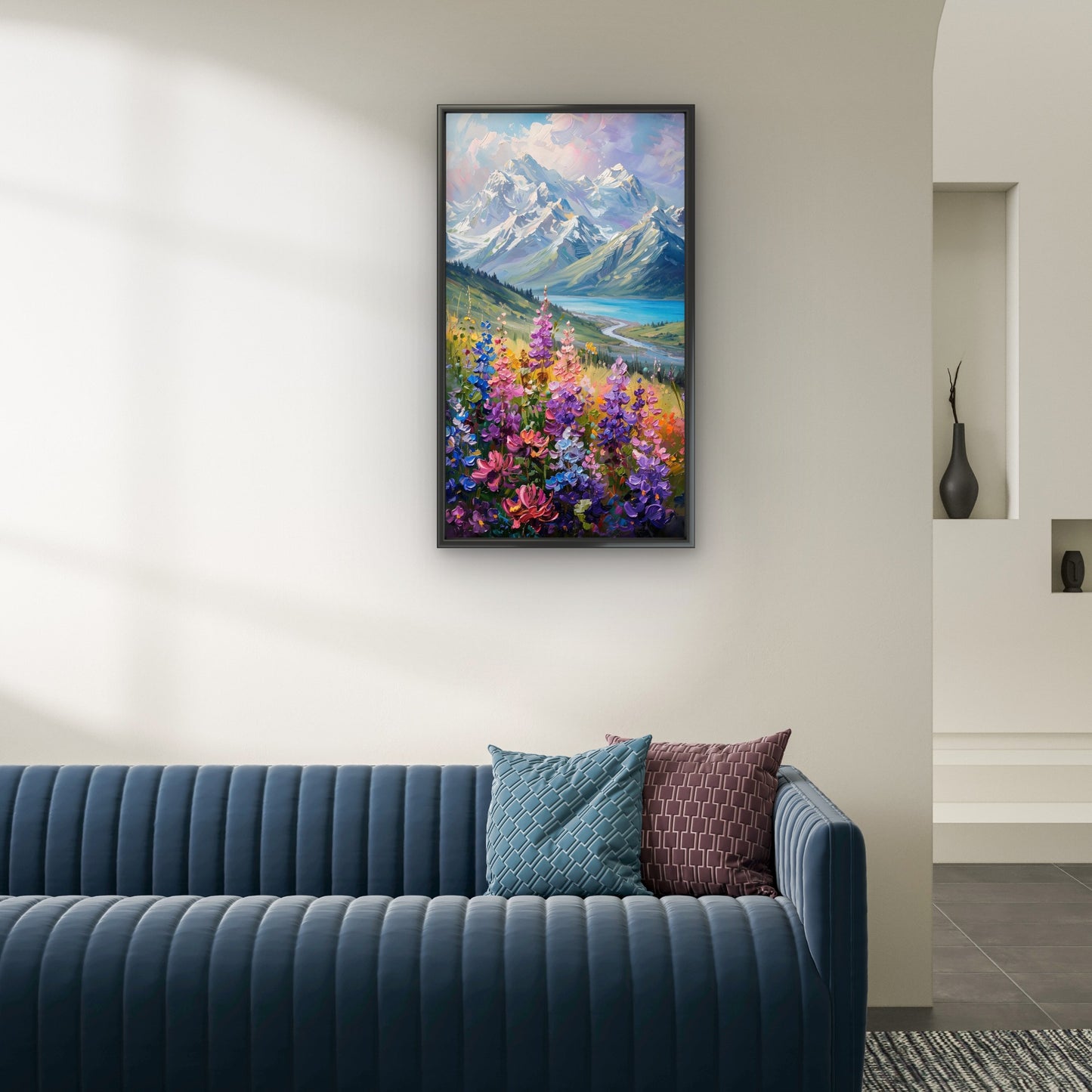 Textured Pastel Alpine Luxurious-Floral & Botanical -3D Textured Wall Art | UV Embossed Canvas Wall Frame for Home decor
