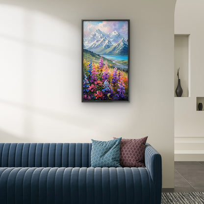 Textured Pastel Alpine Luxurious-Floral & Botanical -3D Textured Wall Art | UV Embossed Canvas Wall Frame for Home decor