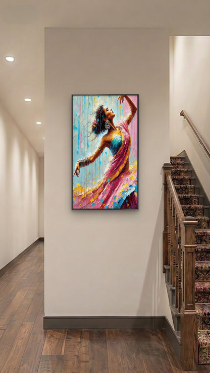 Textured_Drip_Dancer_Girl-Luxurious-Lifestyle & Hobbies-3D Textured Wall Art | UV Embossed Canvas Wall Frame for Passage area and home decor