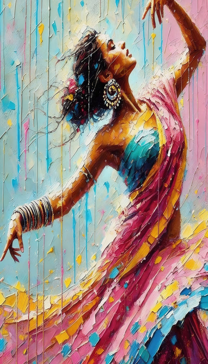 Textured_Drip_Dancer_Girl-Luxurious-Lifestyle & Hobbies-3D Textured Wall Art | UV Embossed Canvas Wall Frame for Passage area and home decor