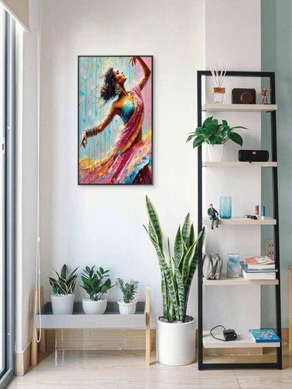 Textured_Drip_Dancer_Girl-Luxurious-Lifestyle & Hobbies-3D Textured Wall Art | UV Embossed Canvas Wall Frame for Passage area and home decor
