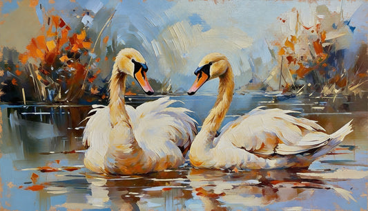 Textured_Swans_Reflections-Luxurious-Wildlife & Animals-3D Textured Wall Art | UV Embossed Canvas Wall Frame for Home decor