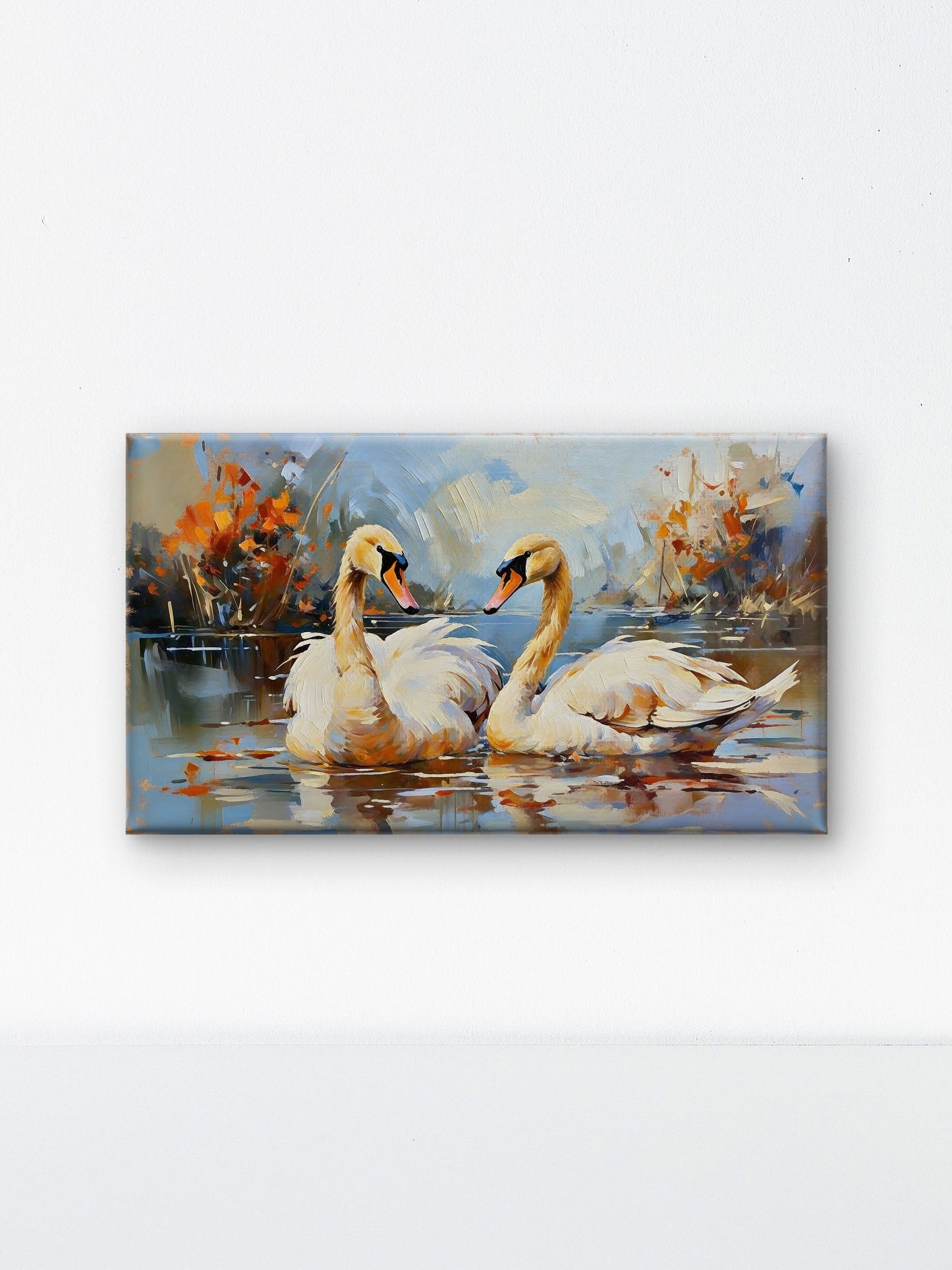 Textured_Swans_Reflections-Luxurious-Wildlife & Animals-3D Textured Wall Art | UV Embossed Canvas Wall Frame for Home decor
