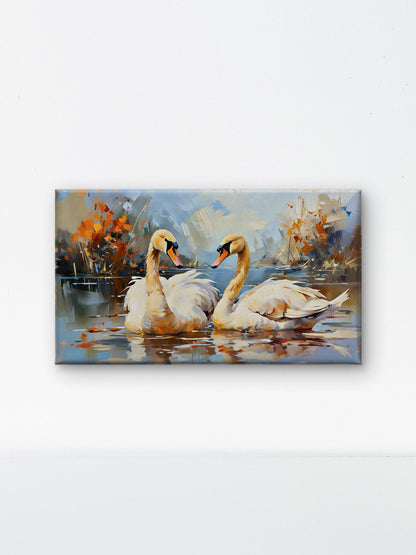 Textured_Swans_Reflections-Luxurious-Wildlife & Animals-3D Textured Wall Art | UV Embossed Canvas Wall Frame for Home decor
