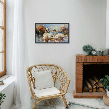 Textured_Swans_Reflections-Luxurious-Wildlife & Animals-3D Textured Wall Art | UV Embossed Canvas Wall Frame for Home decor