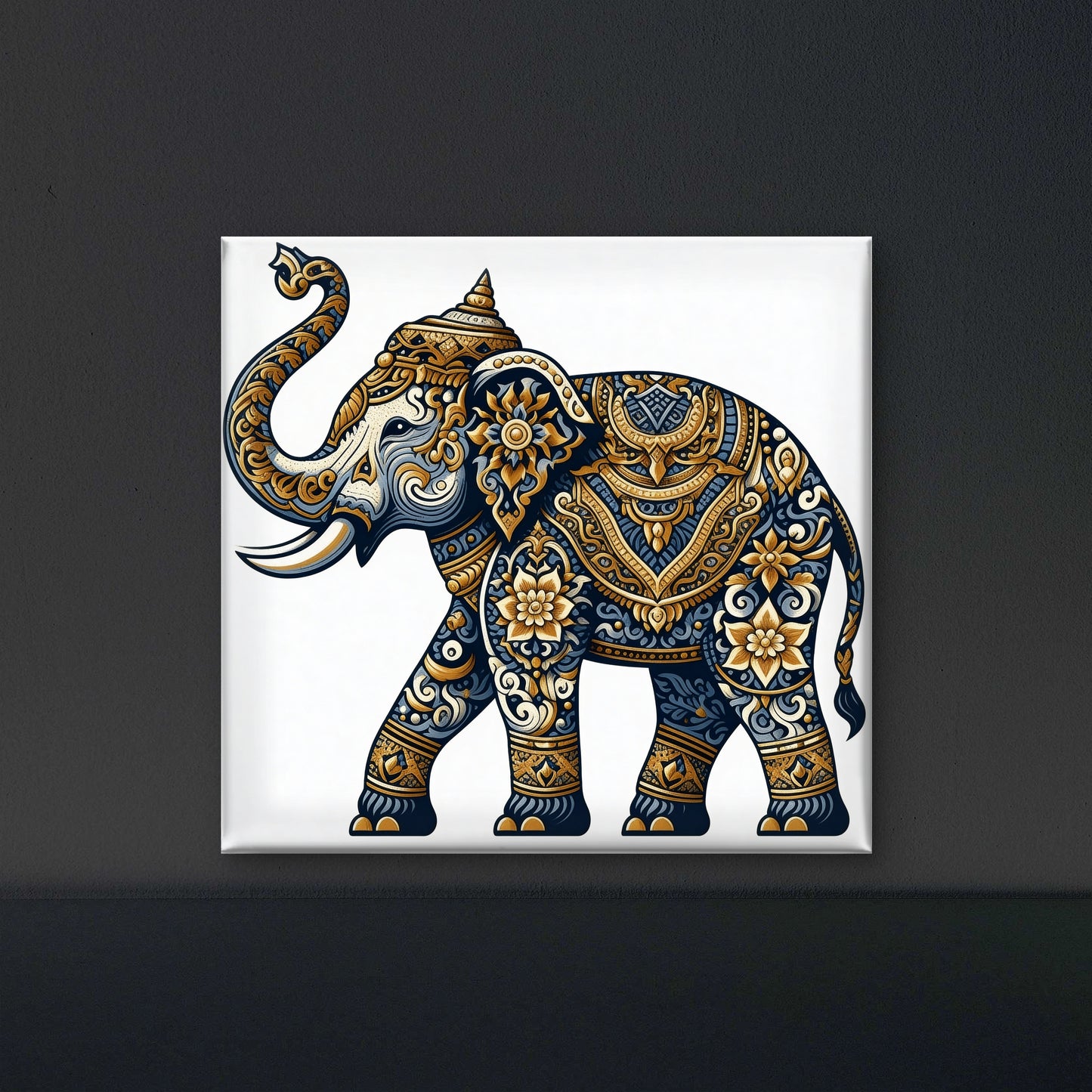 Thai Pattern Elephant Festival Decorate -Luxurious-Wildlife & Animals-3D Textured Wall Art | UV Embossed Canvas Wall Frame for Home decor