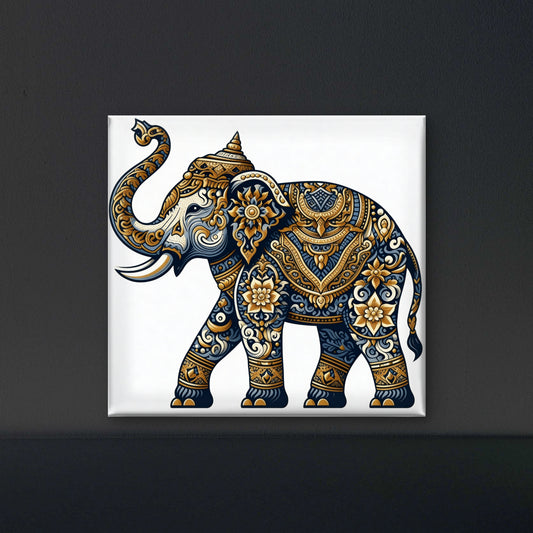 Thai Pattern Elephant Festival Decorate -Luxurious-Wildlife & Animals-3D Textured Wall Art | UV Embossed Canvas Wall Frame for Home decor