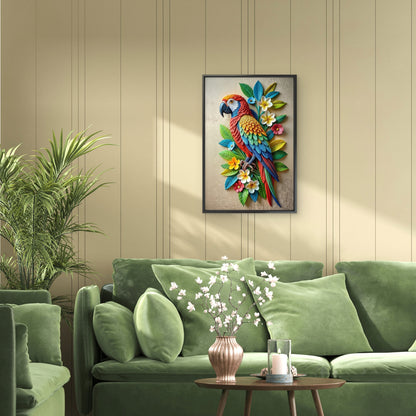 The 3D Macaw in Bloom-Luxurious-Wildlife & Animals-3D Textured Wall Art | UV Embossed Canvas Wall Frame for Home decor