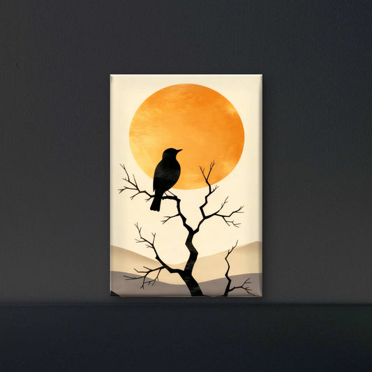 The Blackbird and the Golden Sun-Luxurious-Nature and landscape | 3D Textured Wall Art | UV Printed Embossed Canvas Wall Frame for Home Decor,Living Room