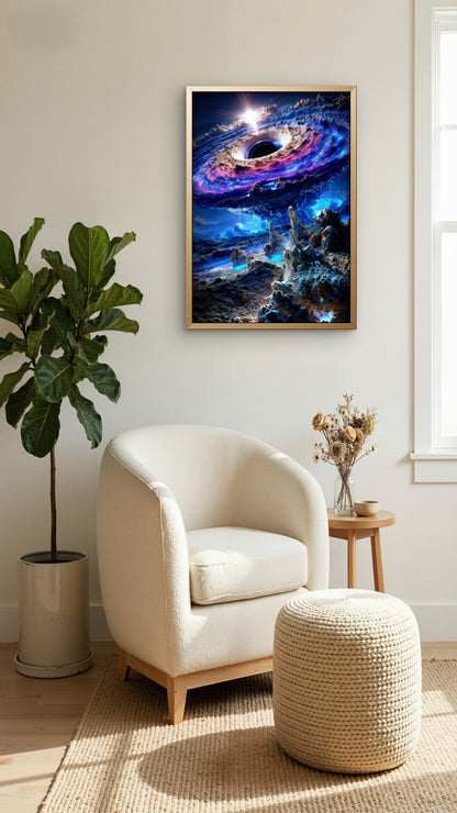 The Eye of the Celestial Storm-Premium-Cosmic & Fantasy-3D Textured Wall Art | UV Embossed Canvas Wall Frame for Kids room and living room
