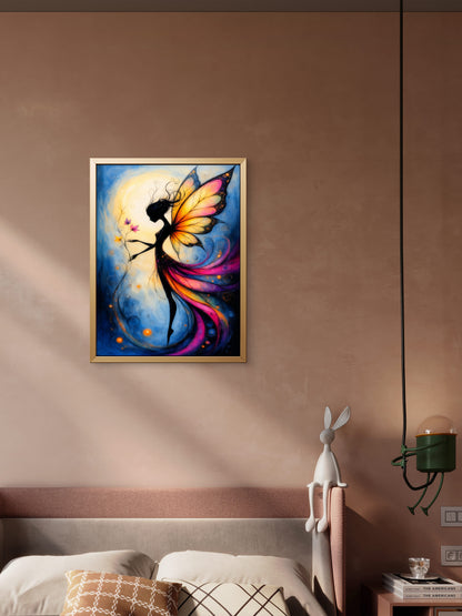 The Fairy of the Golden Bloom-Premium-Kids & Whimsical-3D Textured Wall Art | UV Embossed Canvas Wall Frame for Kids room