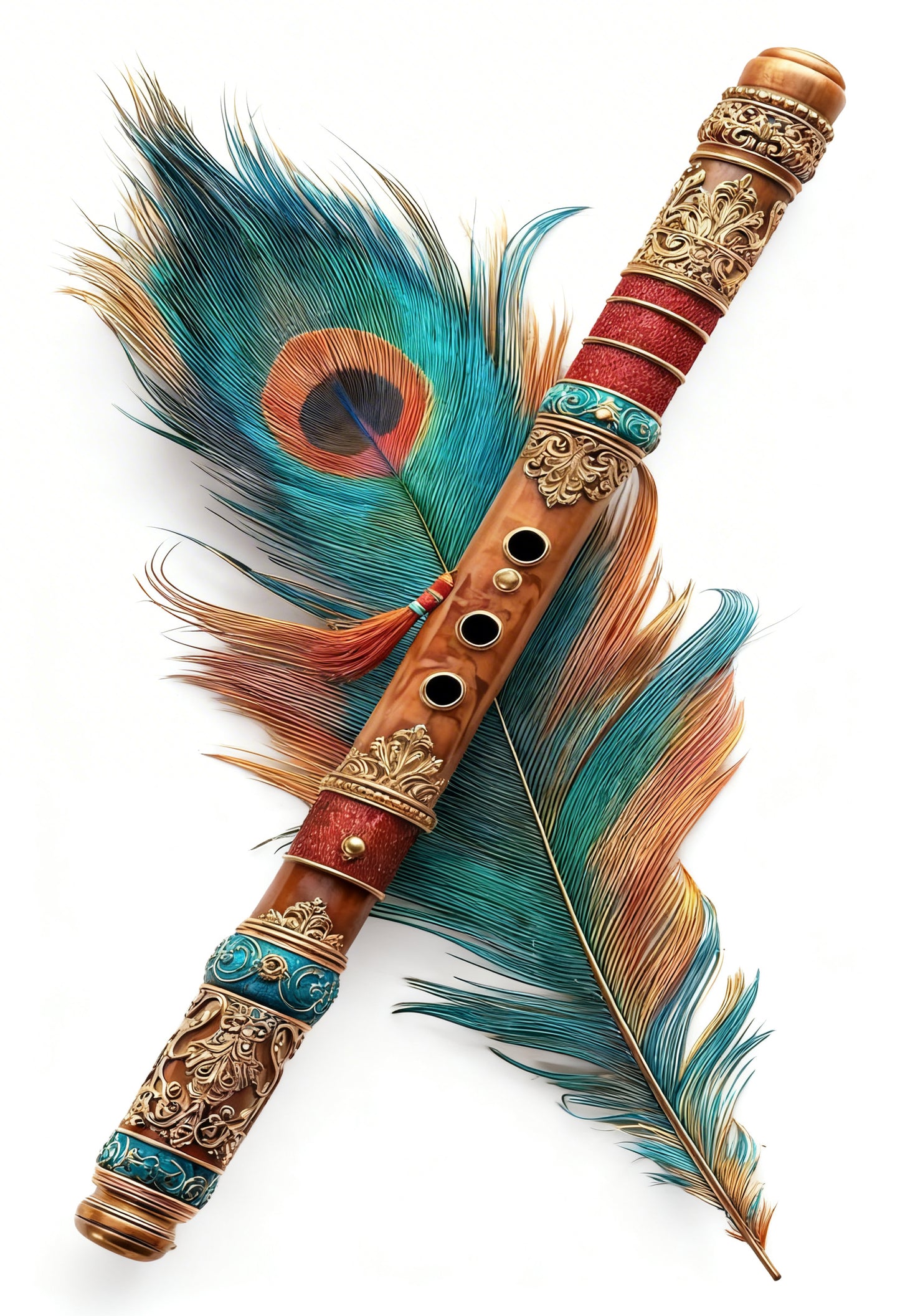 The Flutist-Luxurious-Spiritual & Mindful 3D Textured Wall Art | UV Printed Embossed Canvas Wall Frame for Prayer room ,Meditation Space